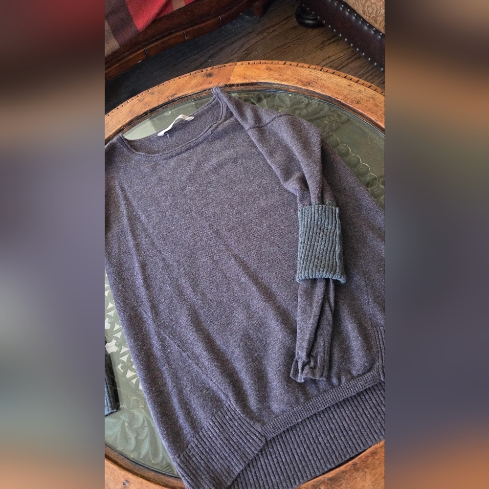 Women's Athleta Madera Chunky Knit Merino Wool Sweater Sweatshirt Gray Sz M